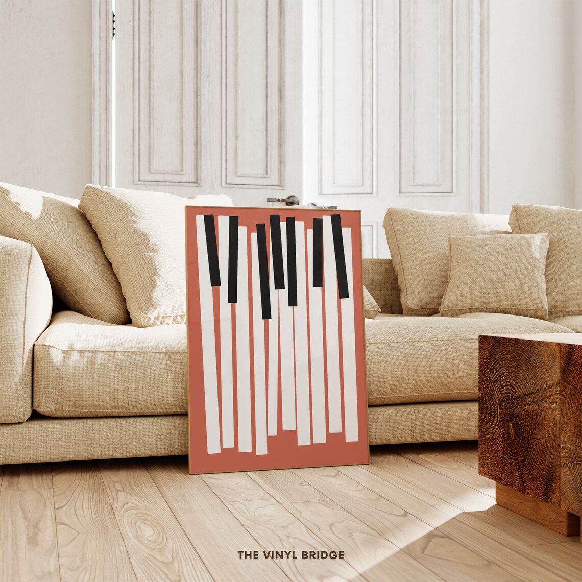 Tilted Piano Keys Abstract Keyboard Illustration Terracotta Music Poster - Image 2
