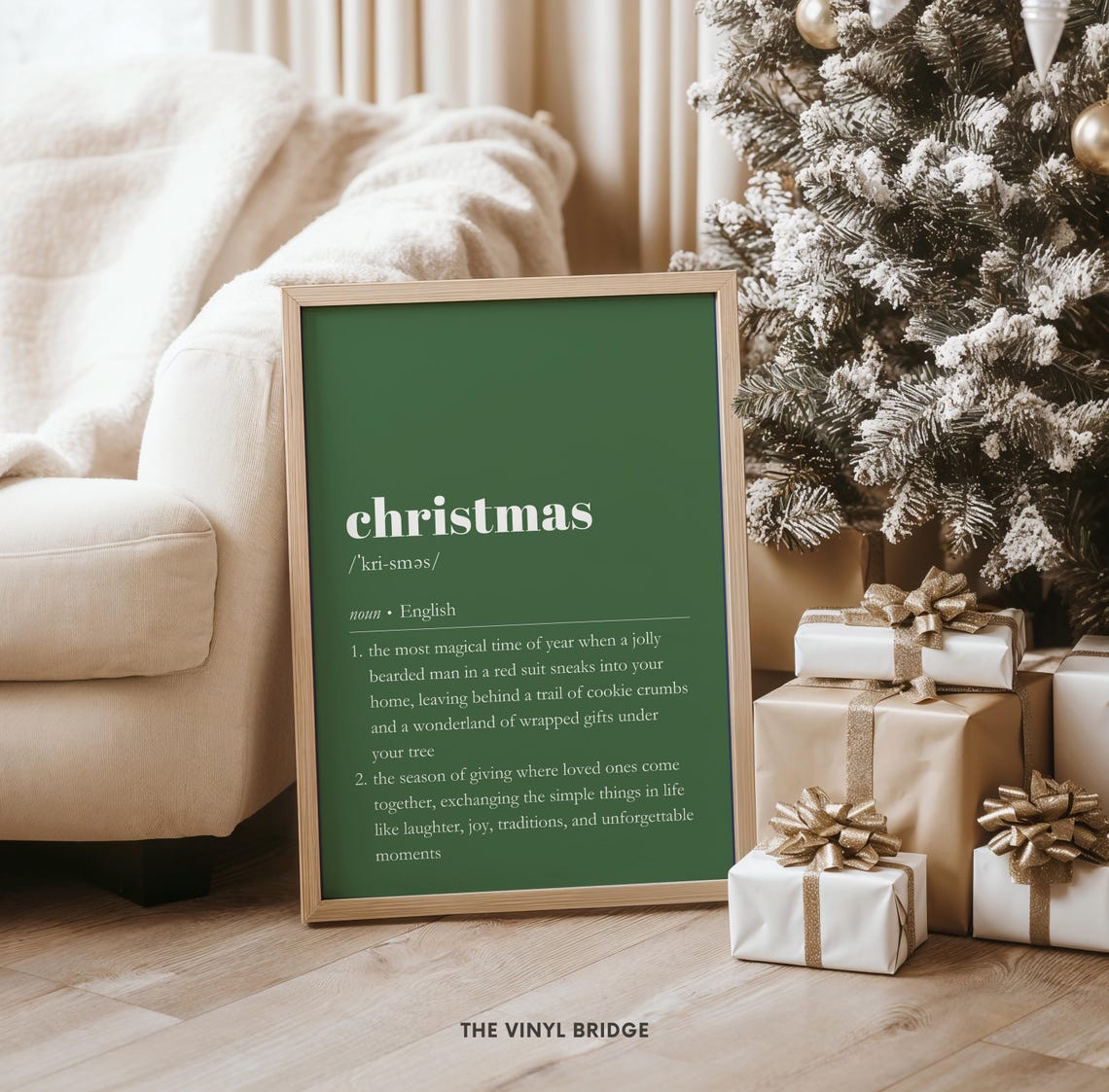 Christmas Dictionary Definition Green Holiday Typography Poster