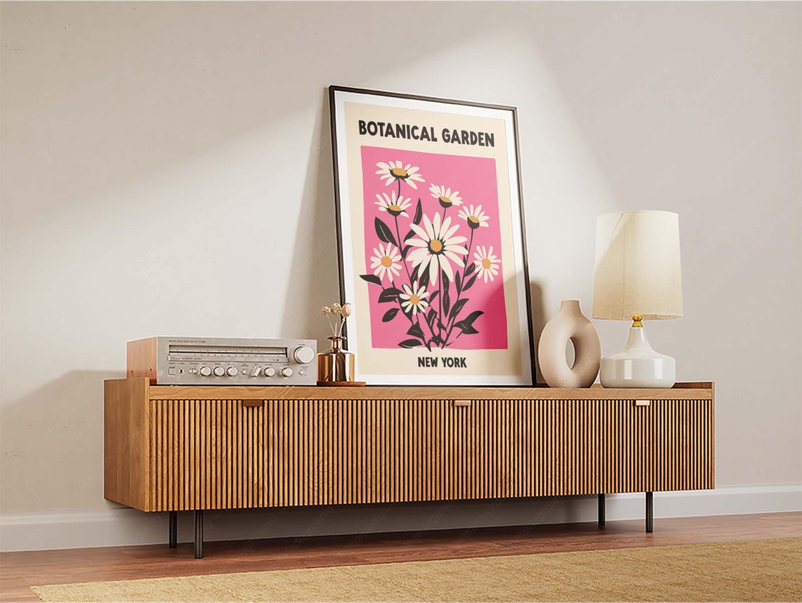 New York Botanical Garden White Daisy Flower Pink Background Poster - Image 2