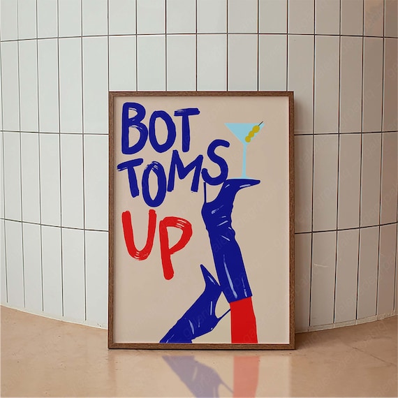 Bottoms Up Boot Art Poster Femme Fatale Poster Typography Print Mid Century Modern Minimal Art Print Retro Poster Print