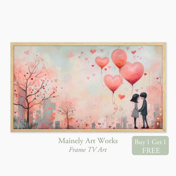 Valentines Day Frame Tv Art Cute Couple Painting For Your Frame Tv Art Cityscape Valentines Tv Art Love Art