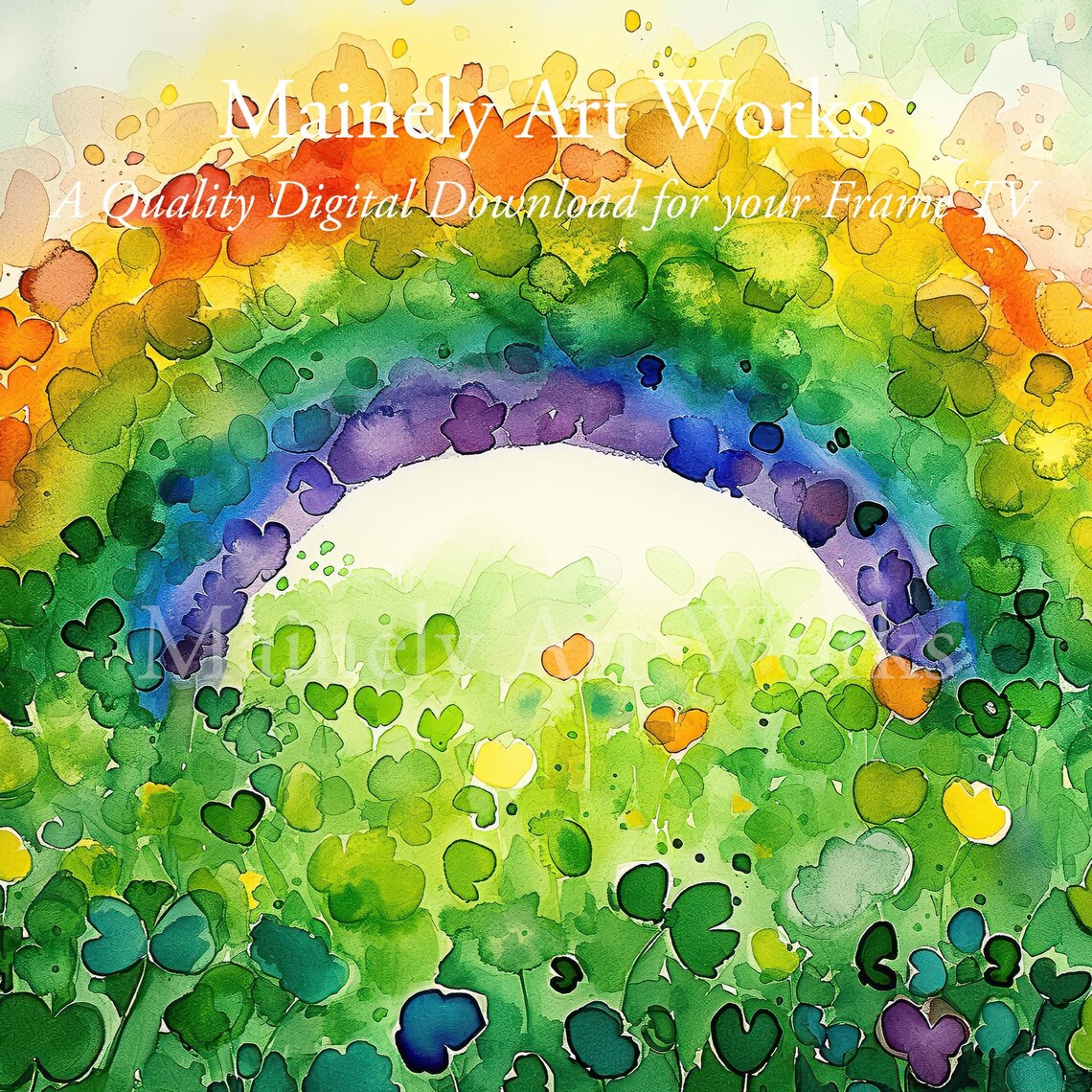 Rainbow Shamrocks Watercolor Art Print - Image 3