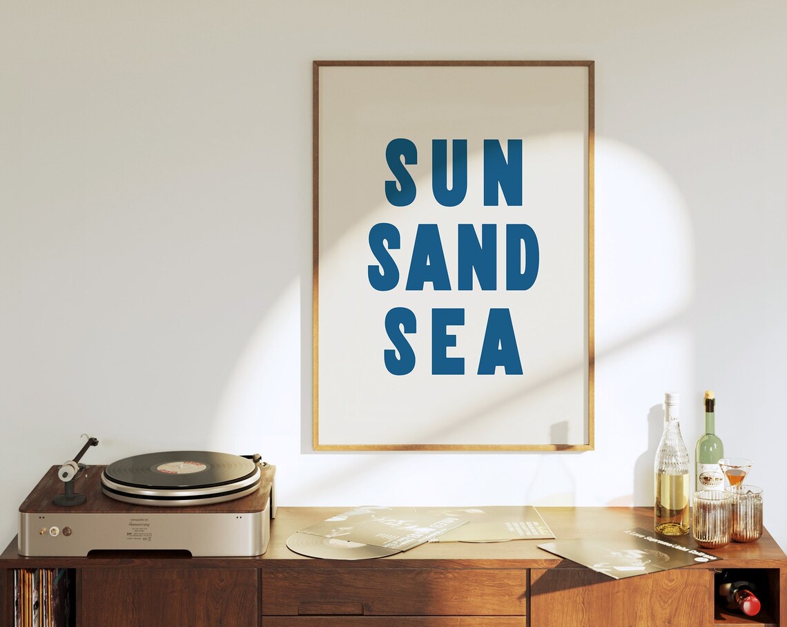Sun, Sand, Sea Blue Coastal Surf Beach Art Print - Image 2