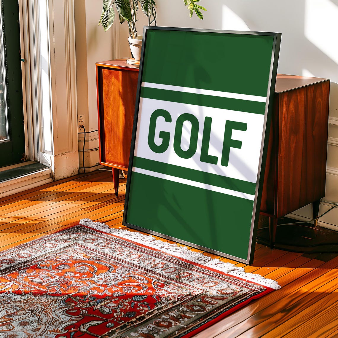 GOLF Bold Lettering Green Stripe Athletic Modern Sports Wall Poster
