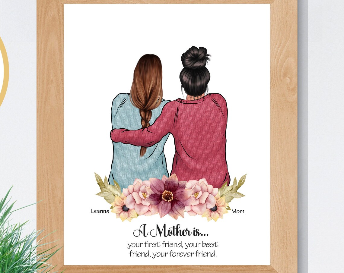 A Mother Is Your Forever Friend Floral Quote Mother Daughter Poster