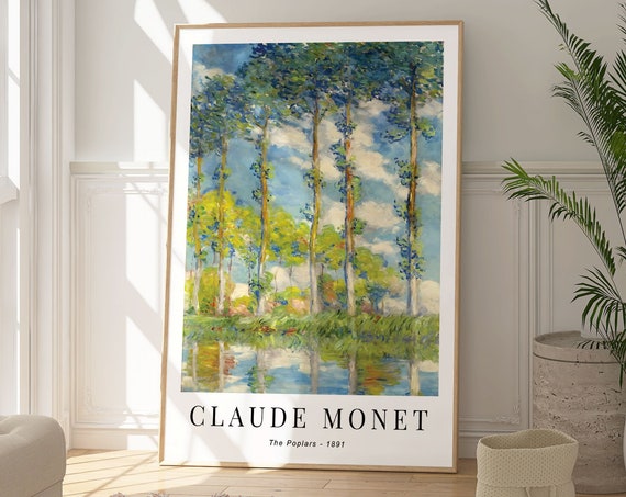 Claude Monet The Poplars Natural Poster Green Natural Wall Art Print Scenic Landscape Artwork Elegant Relaxing Painting Gallery Art Gift