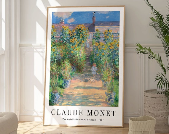 Monet The Artist Garden Print Nature Inspired Art Poster Green Botanical Wall Decor Famous Artist Work Landscape Painting Gallery Gift