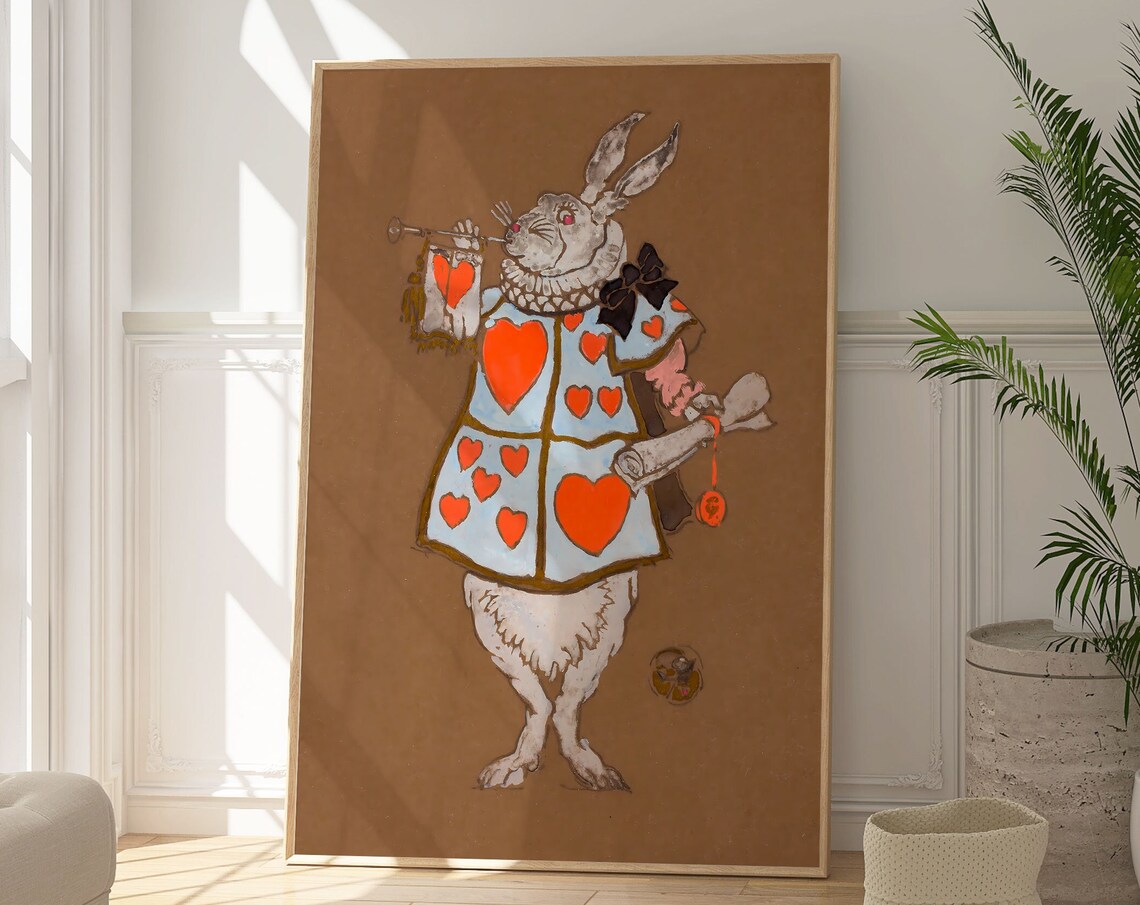 Alice In Wonderland White Rabbit Art Print, Bookish