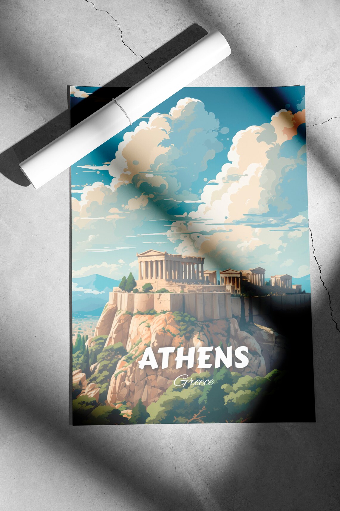 Athens Parthenon Acropolis Hill Greece Vintage Travel Poster - Image 2