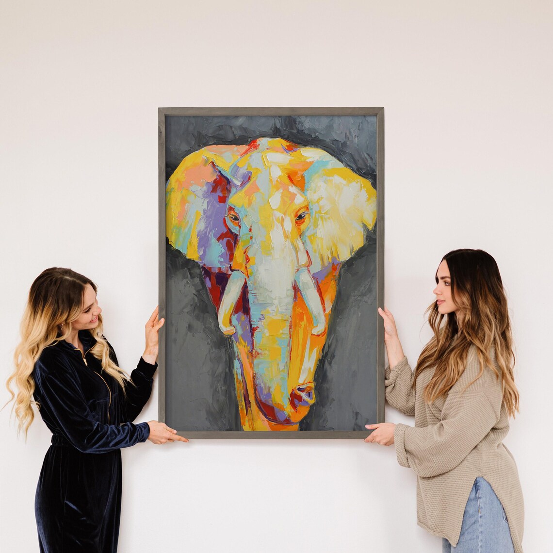 Colorful Elephant Painting, Nature Art Print