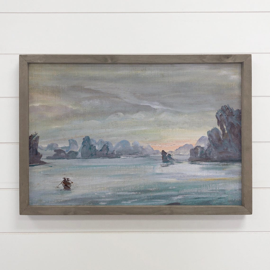 Ha Long Bay Vietnam Misty Limestone Karsts Seascape Painting Poster