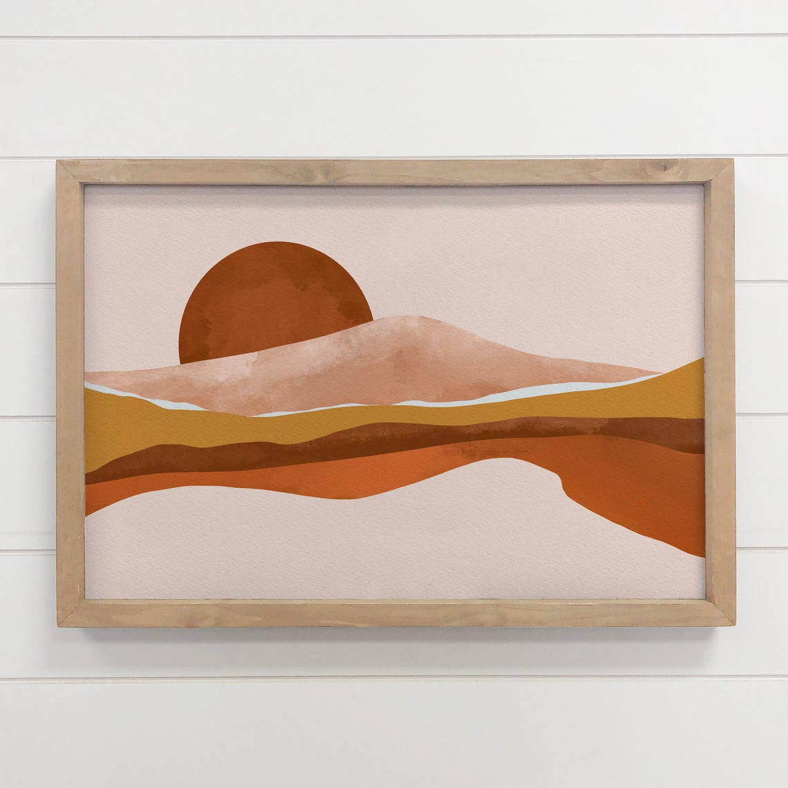 Minimalist Desert Sunset Terracotta Sun Boho Landscape Art Poster