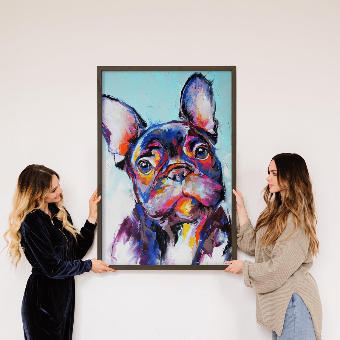 French Bulldog Colorful Pop Art Dog Portrait Painting Poster