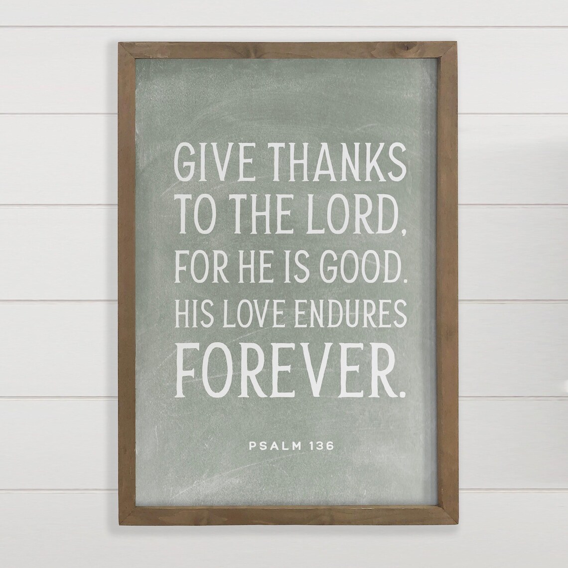 Framed Home Decor Quote Psalm 136 Give Thanks To The Lord Scripture Canvas Art