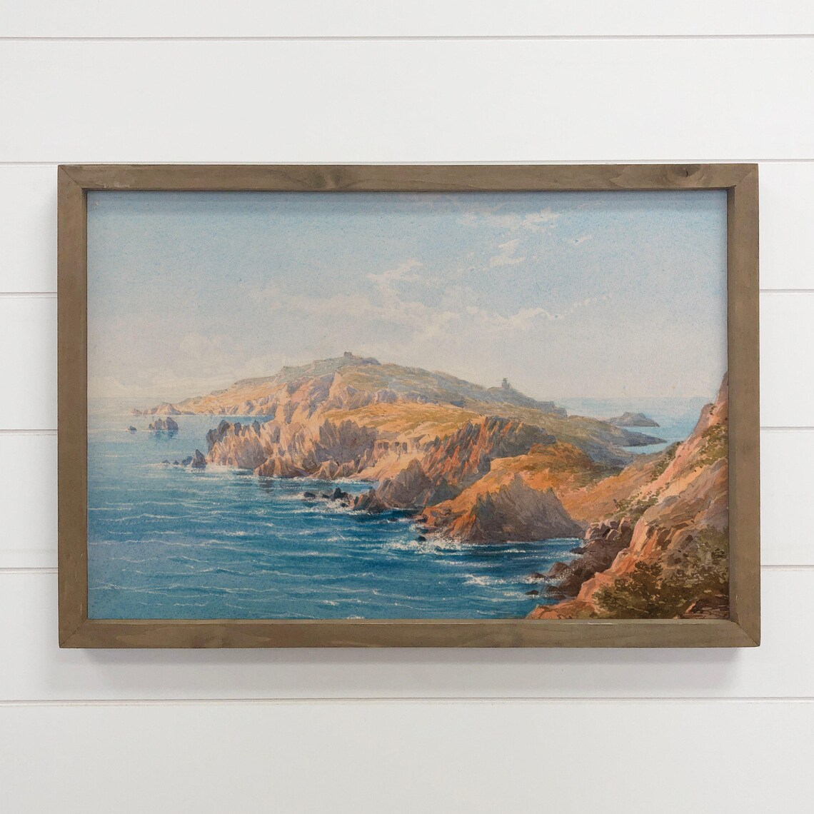 Corsica France Rocky Coastal Cliffs Turquoise Sea Vintage Art Poster