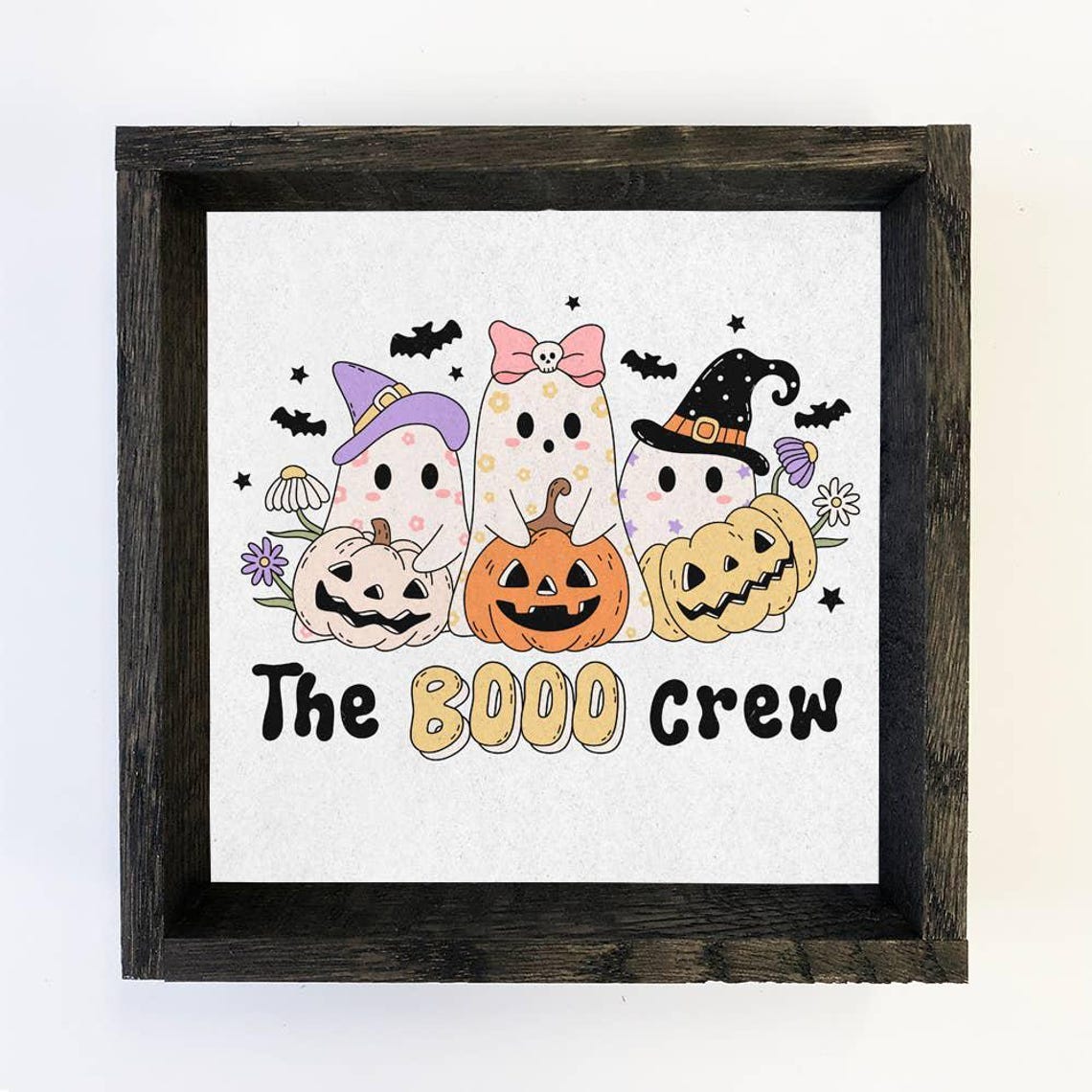 The Booo Crew Three Cute Ghosts and Pumpkins Halloween Poster