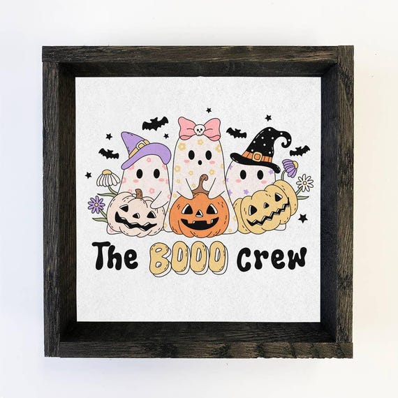 The Boo Crew Halloween Canvas Art Wood Framed Wall