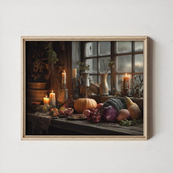 Rustic Autumn Still Life Print Farmhouse Harvest Decor
