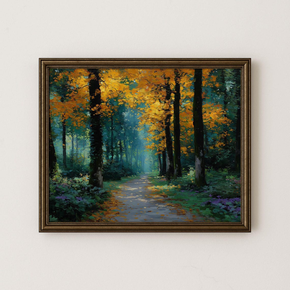Autumn Forest Path Painting Vintage Landscape Art Print