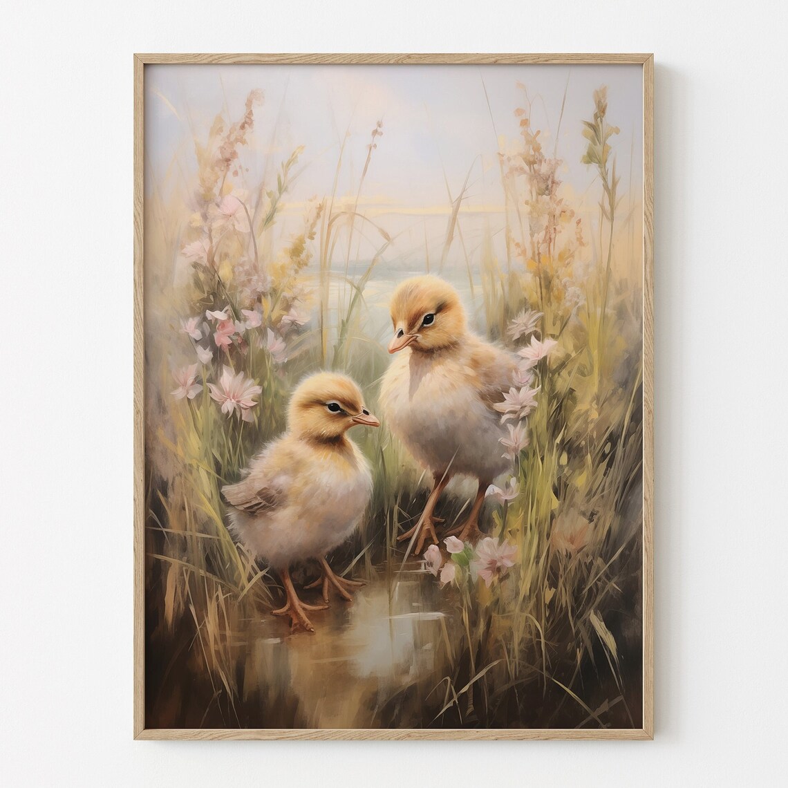 Two Baby Chicks Wildflower Meadow Cute Spring Nursery Poster