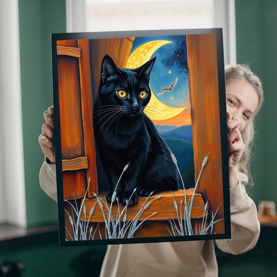 Mystical Cat Jigsaw Puzzle Night Sky Window Lover Gift