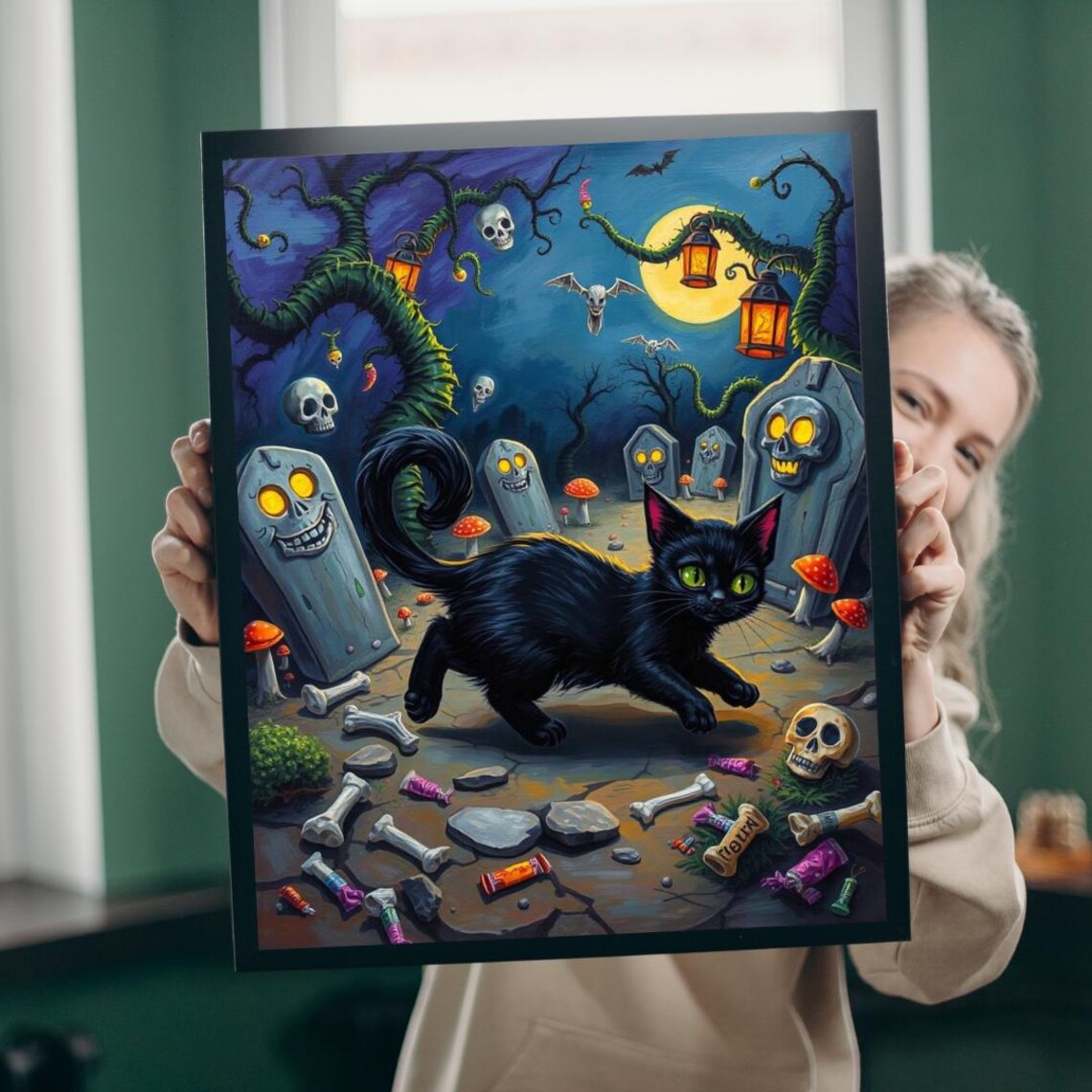 Spooky Cat Jigsaw Puzzle Tailspin Grave Mischief Halloween Family Fun