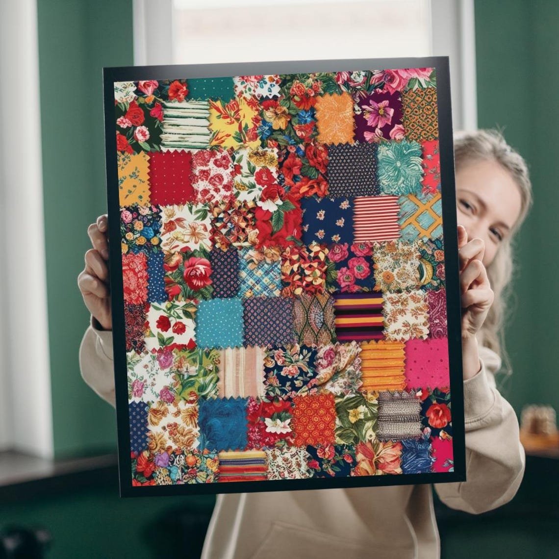 Floral Patchwork Collage Poster Print
