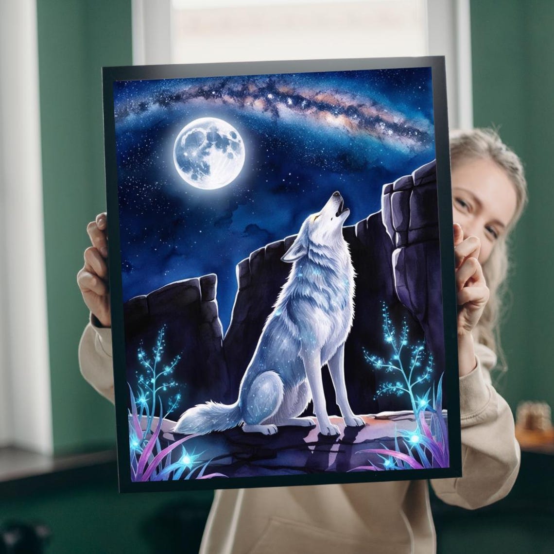 Wolf Howling At Moon Jigsaw Puzzle Mystical Family Tabletop Game