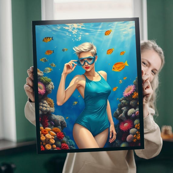 Woman Snorkeling Puzzle Coral Reef Ocean Scene Mindfulness Gift