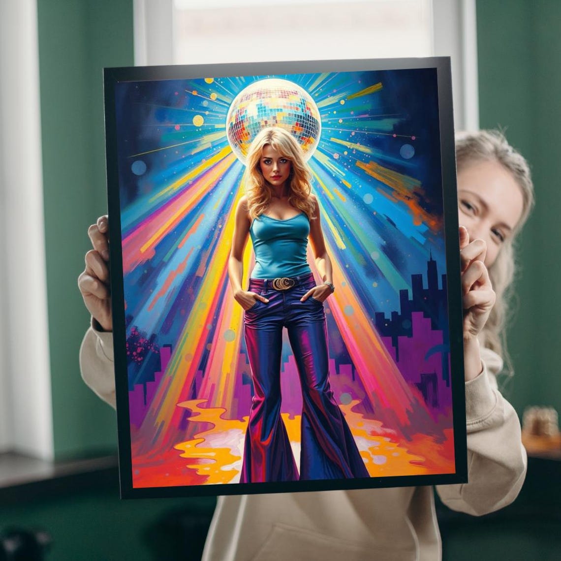 Disco Diva Seventies Bell Bottoms Retro Party Pop Art Poster
