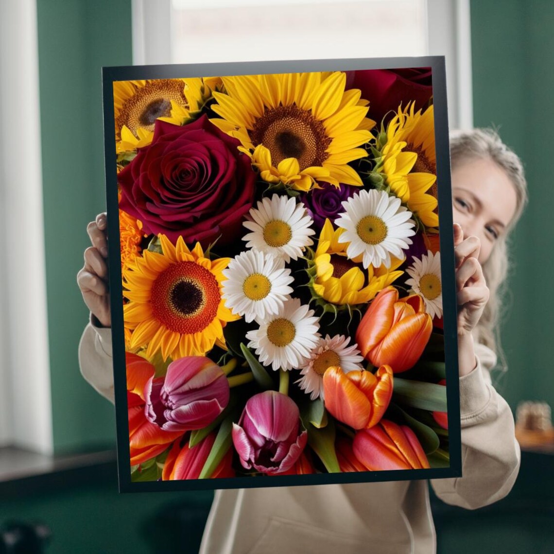 Floral Collage Art Print, Vibrant Flower Art