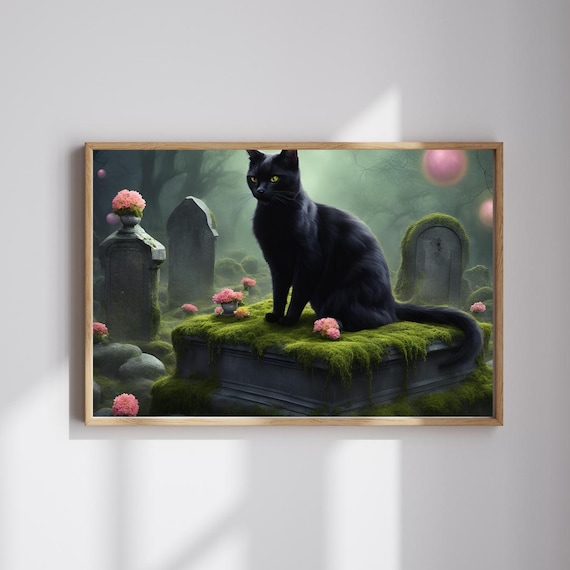 Gothic Black Cat Puzzle Eerie Graveyard Jigsaw 1101014 Piece