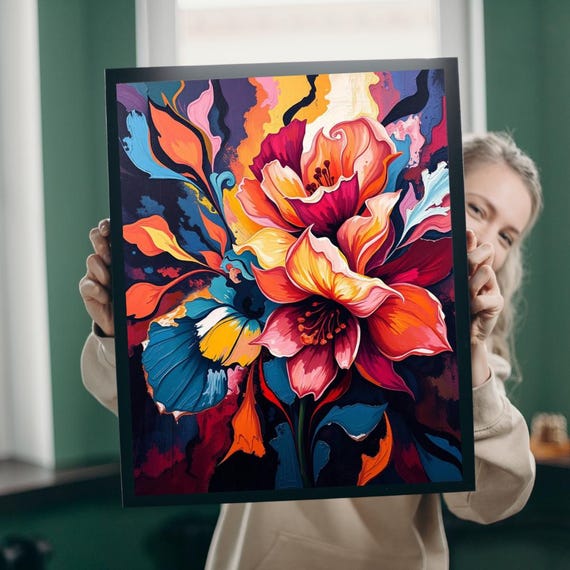 Abstract Floral Art Puzzle Colorful Jigsaw For Relaxation