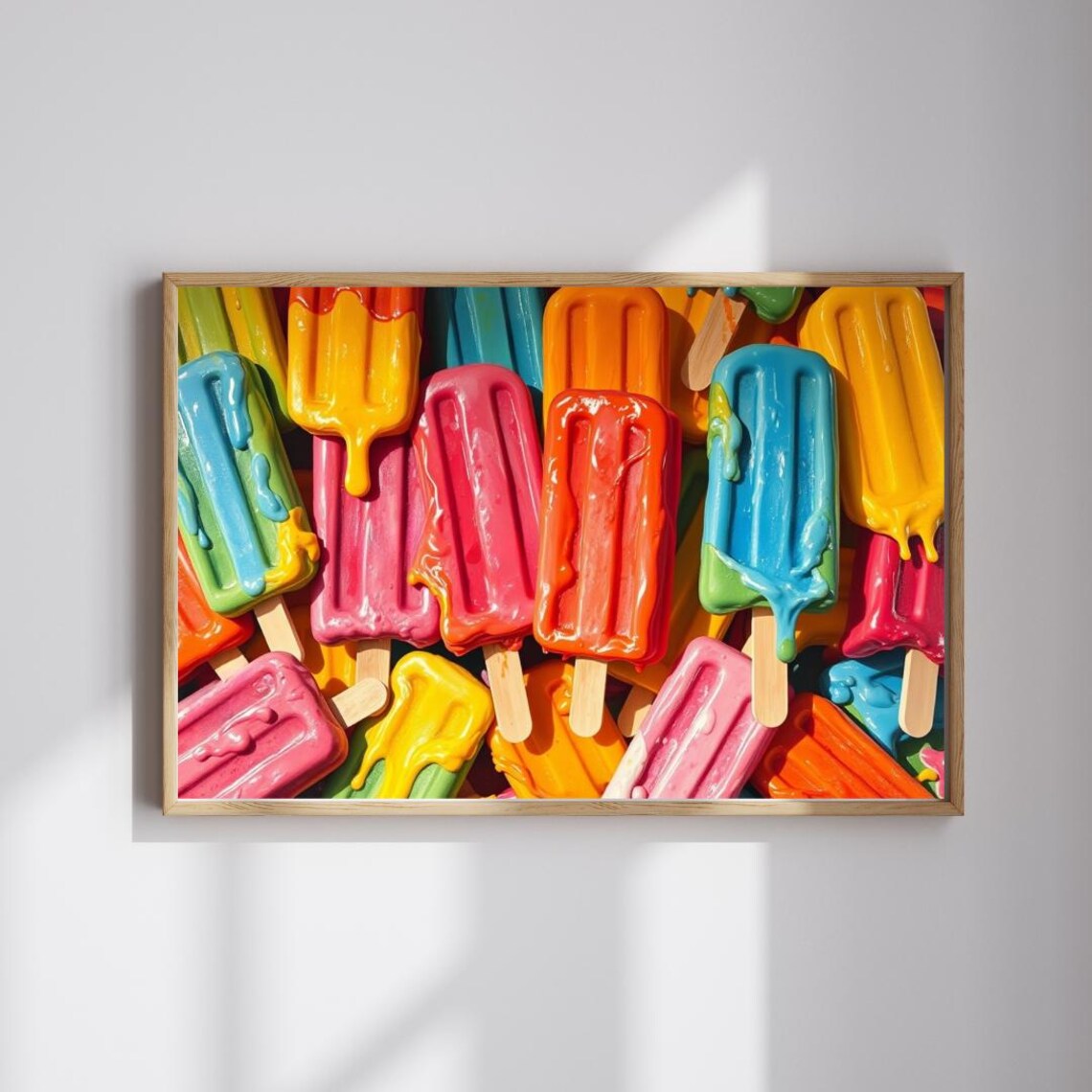 Melting Colorful Popsicles Bright Summer Treats Fun Kitchen Wall Poster