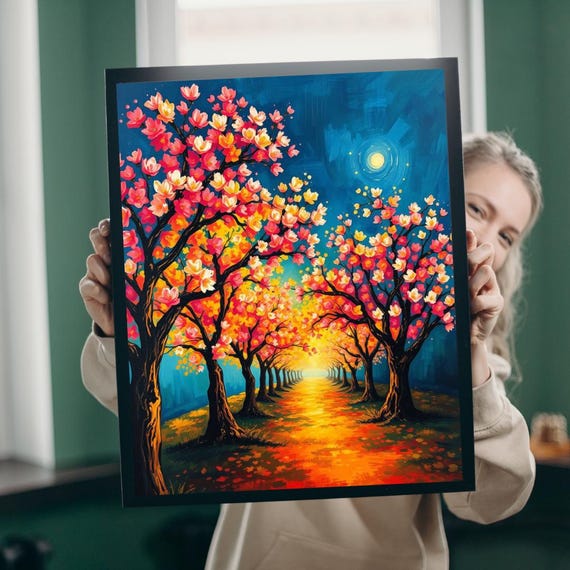 Blooming Tree Landscape Jigsaw Puzzle Colorful Family Fun
