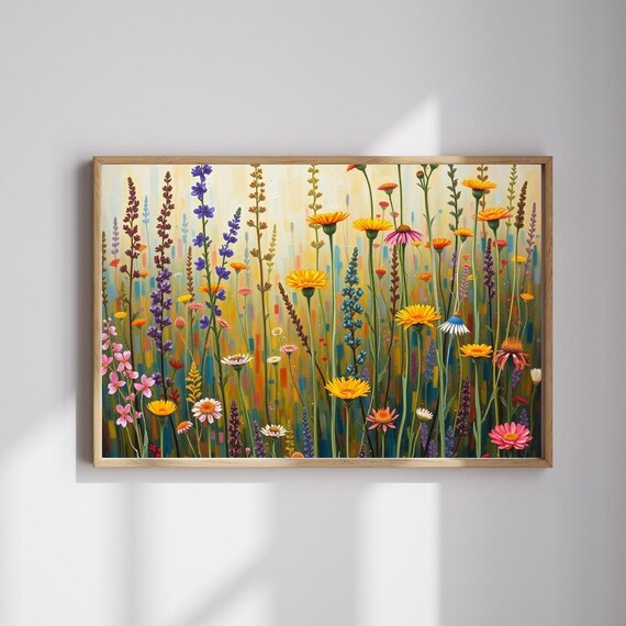 Colorful Wildflower Meadow Impressionist Botanical Floral Wall Art