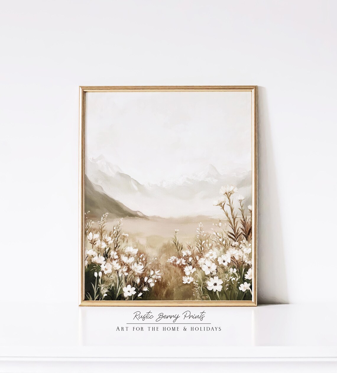 Rustic Landscape Mountains Painting Wall Art Vintage Print Warm Tones Cottagecore Academia Art - Image 2
