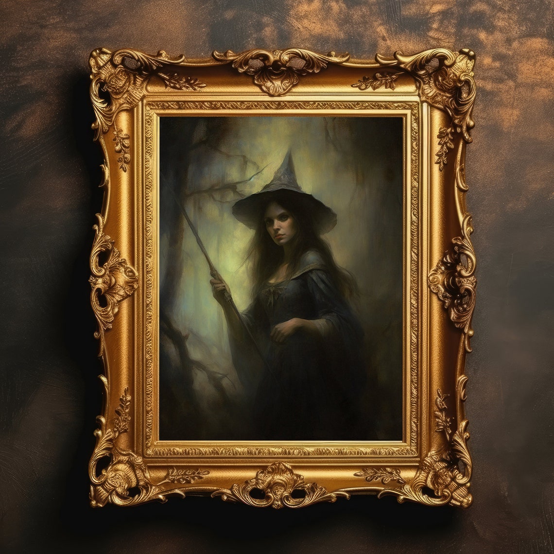 Witch Dark Academia Halloween Artwork Witchy Art Print Goth Home Decor Oil Painting Spooky Wall Whimsigoth