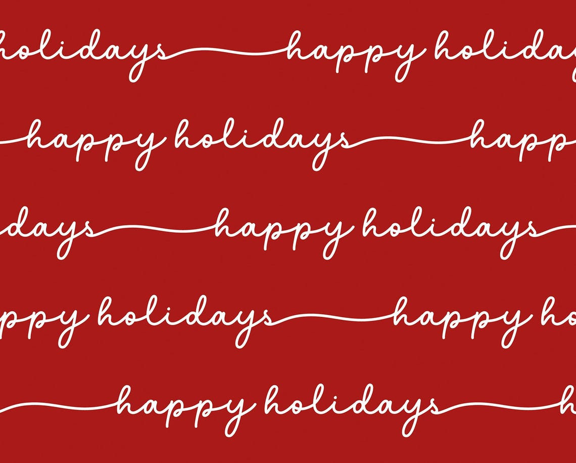 Happy Holidays Script Pattern on Crimson Red Christmas Poster - Image 2