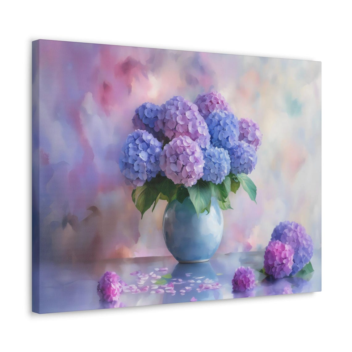 Purple Hydrangeas in Blue Vase Pastel Watercolor Floral Poster - Image 3