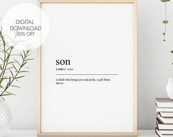 Son Definition Print Son Minimalist Dictionary Art Gifts For Son Funny Definition Print Family Print Instant