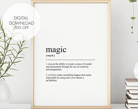 Magic Definition Dictionary Typography Wonder Gift Minimalist Poster