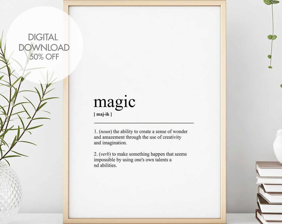 Magic Definition Dictionary Typography Wonder Gift Minimalist Poster