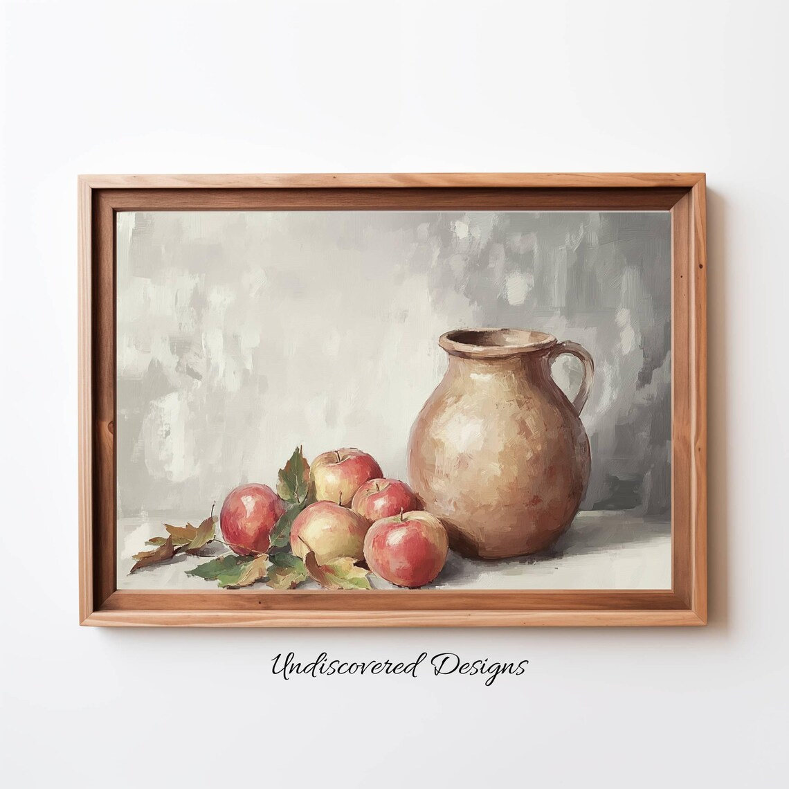 Vintage Apples and Clay Pitcher Still Life Oil Painting Poster