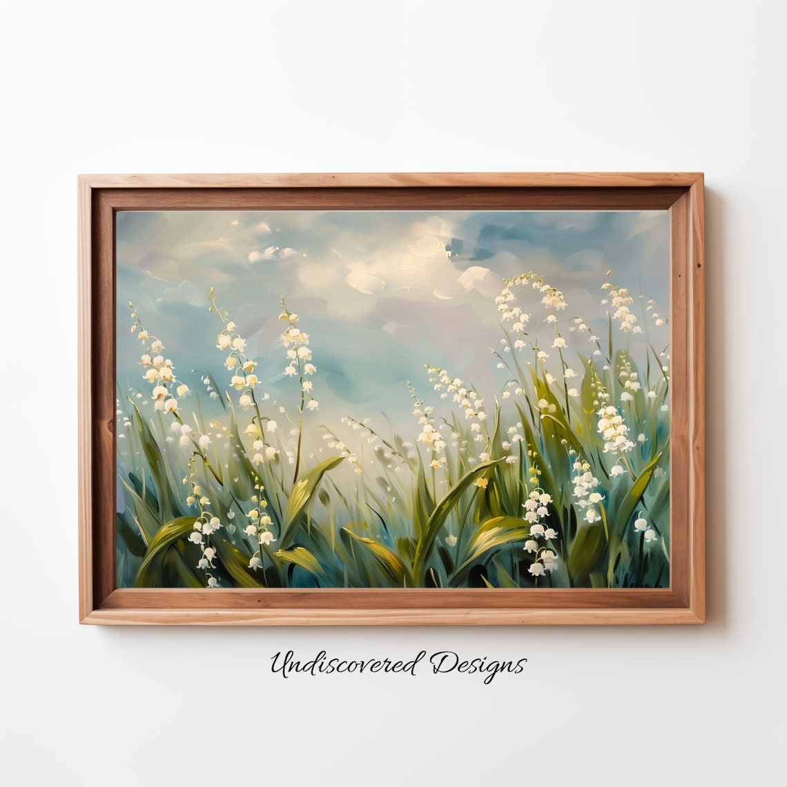 White Lily of the Valley Blossoms Impressionist Floral Oil Poster