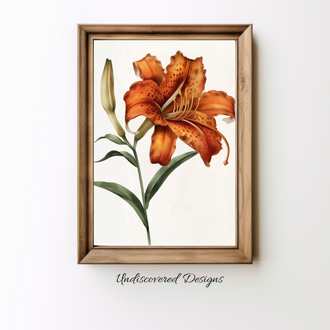 Tiger Lily Botanical Print Vintage Floral Wall Art