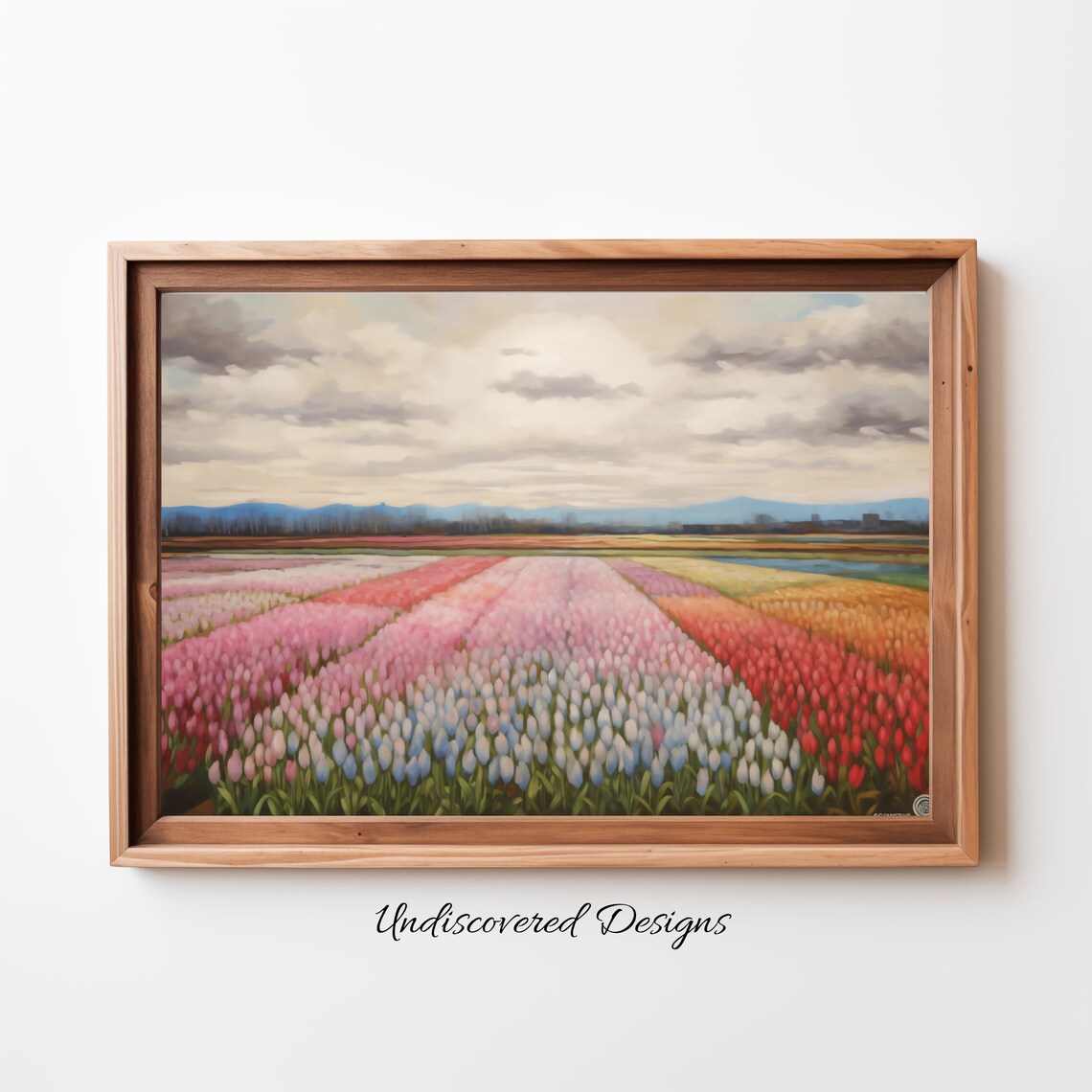 Colorful Tulip Fields Rows Spring Flower Farm Landscape Poster