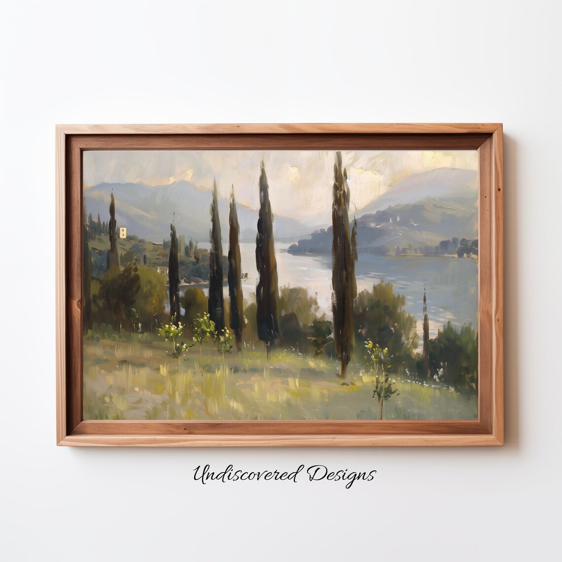 Cypress Trees Over A Lake Vintage Oil Painting Landscape Poster