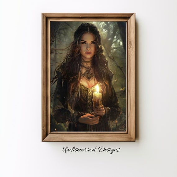Spooky Woman With Candle Art Halloween Prints