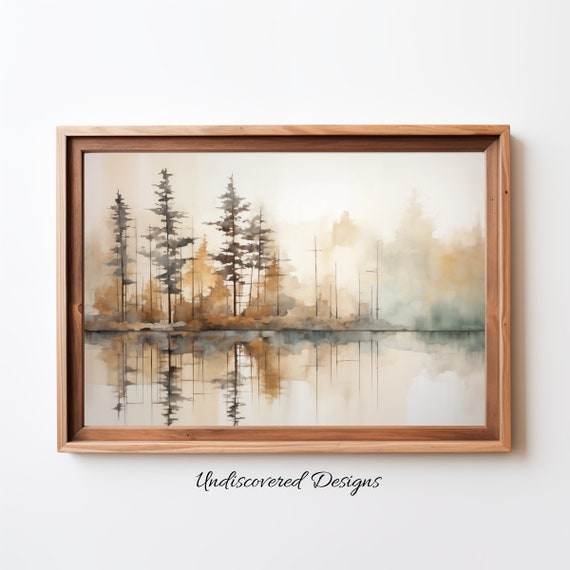 Trees And Reflections Art Print Vintage Landscape Painting